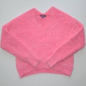 Freshman 1996 Fuzzy Sweater – Hot Pink Cropped Pullover